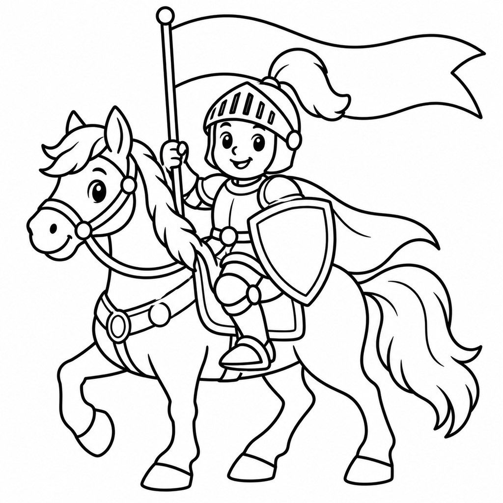 Coloriage Chevalier à cheval à imprimer et colorier