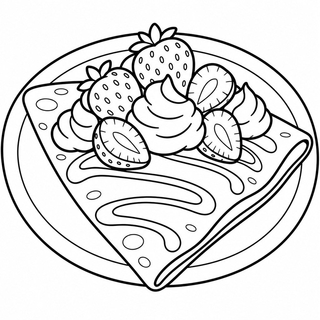 Coloriage Crêpe aux fraises à imprimer et colorier