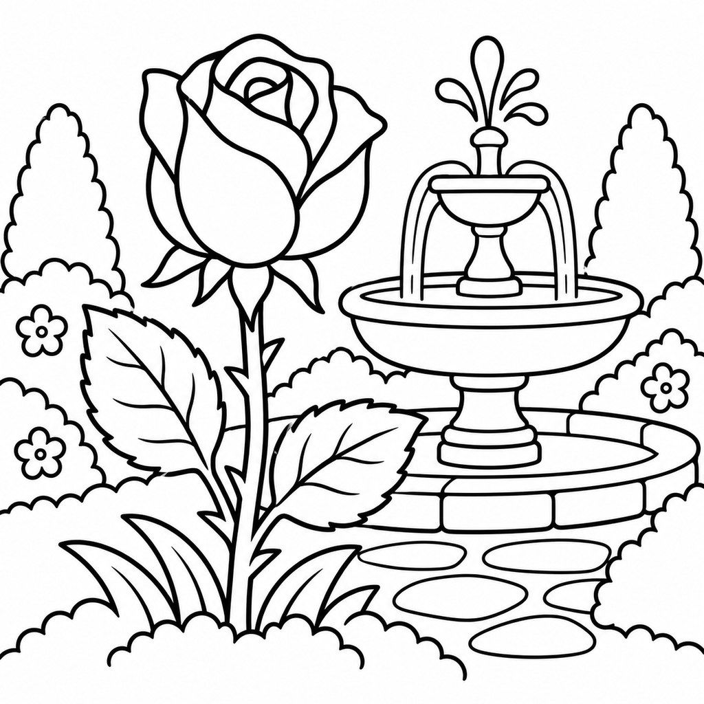 Coloriage La rose du jardin enchanté à imprimer et colorier