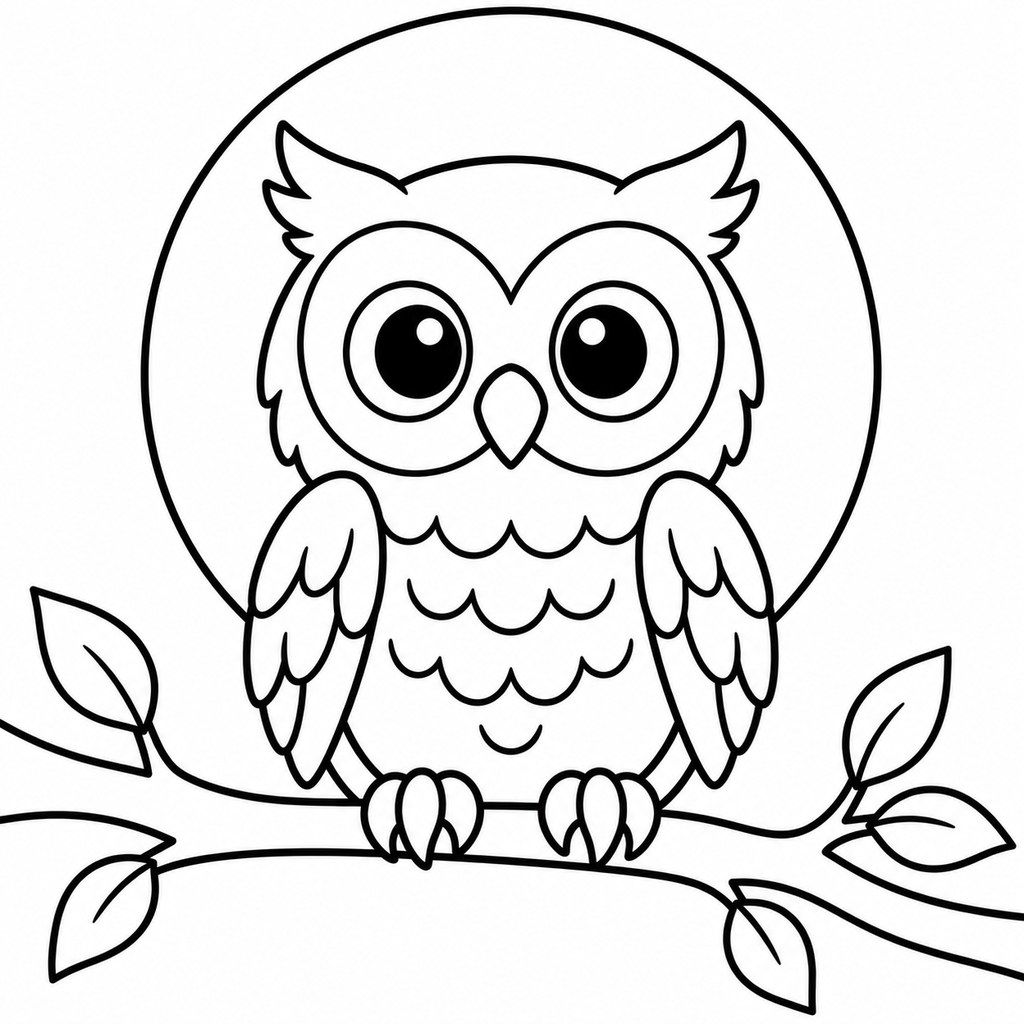 Coloriage Hibou dans la nuit à imprimer et colorier