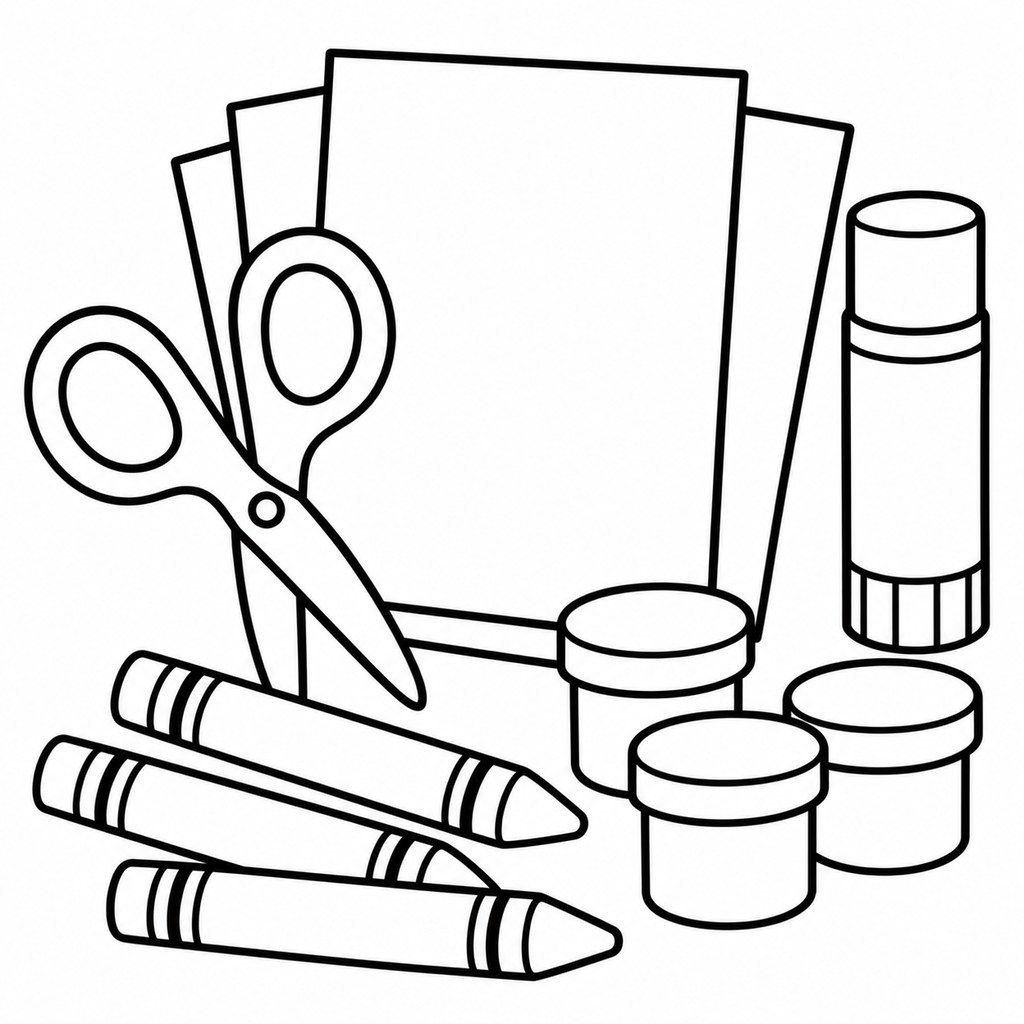 Coloriage Matériel d'arts plastiques à imprimer et colorier