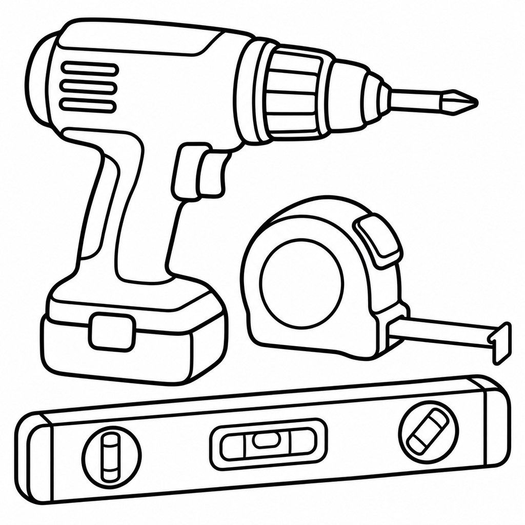 Coloriage Perceuse et outils à imprimer et colorier