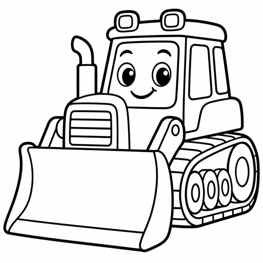 Coloriage Petit bulldozer mignon à imprimer et colorier