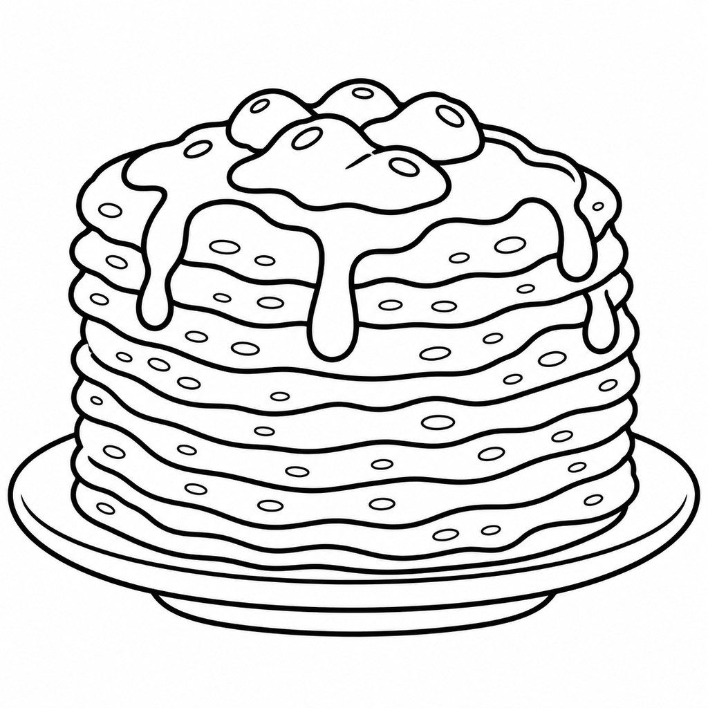 Coloriage Pile de crêpes à imprimer et colorier