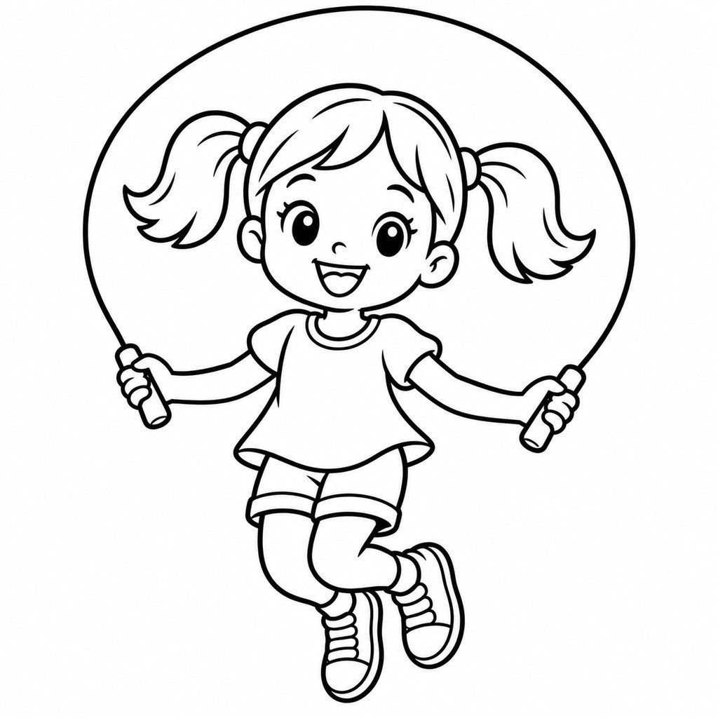 Coloriage Saut à la corde à imprimer et colorier