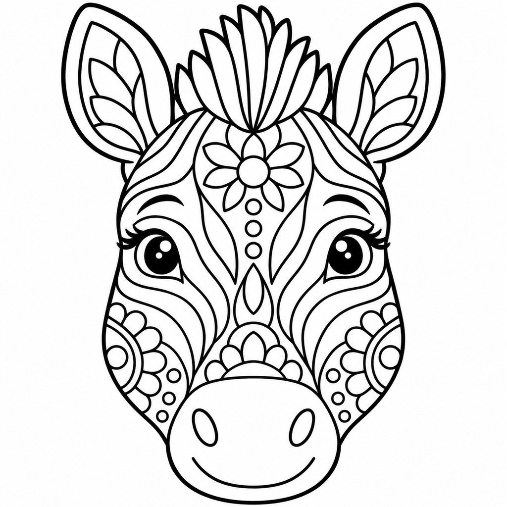 Coloriage Tête de zèbre mandala à imprimer et colorier