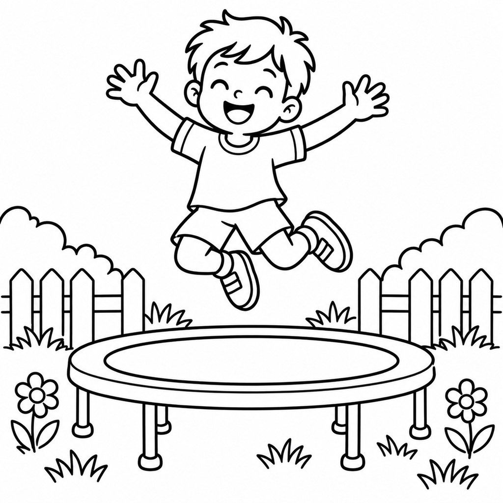 Coloriage Trampoline à imprimer et colorier