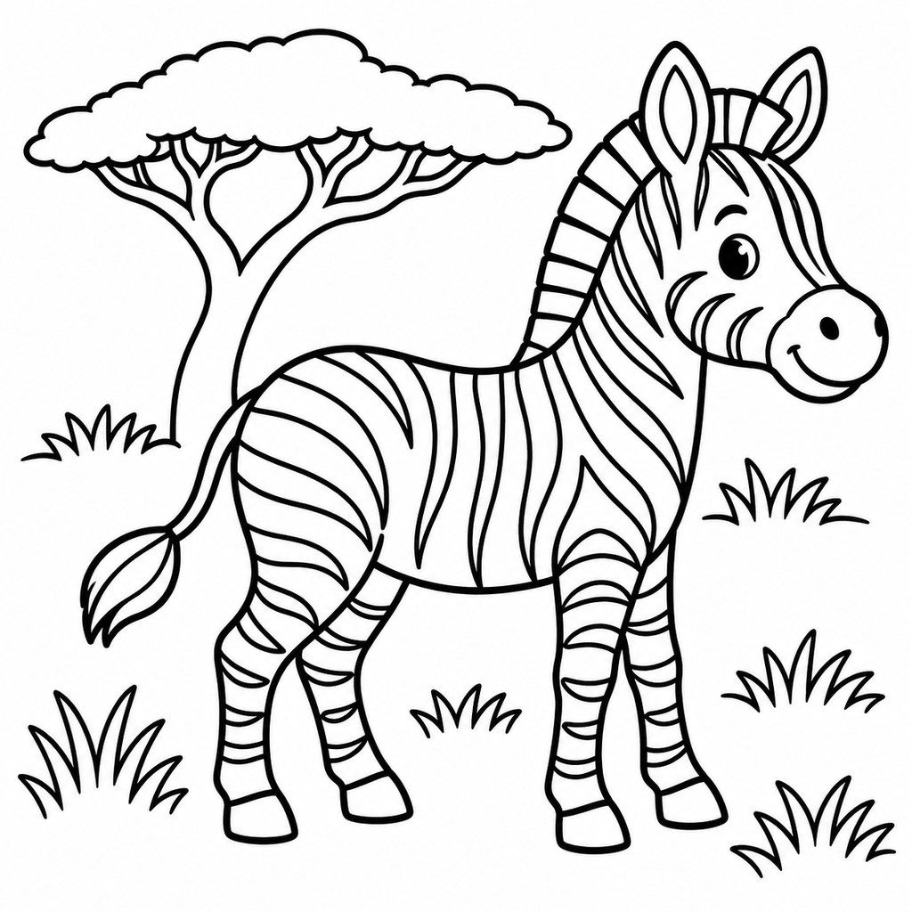 Coloriage Zèbre dans la savane à imprimer et colorier