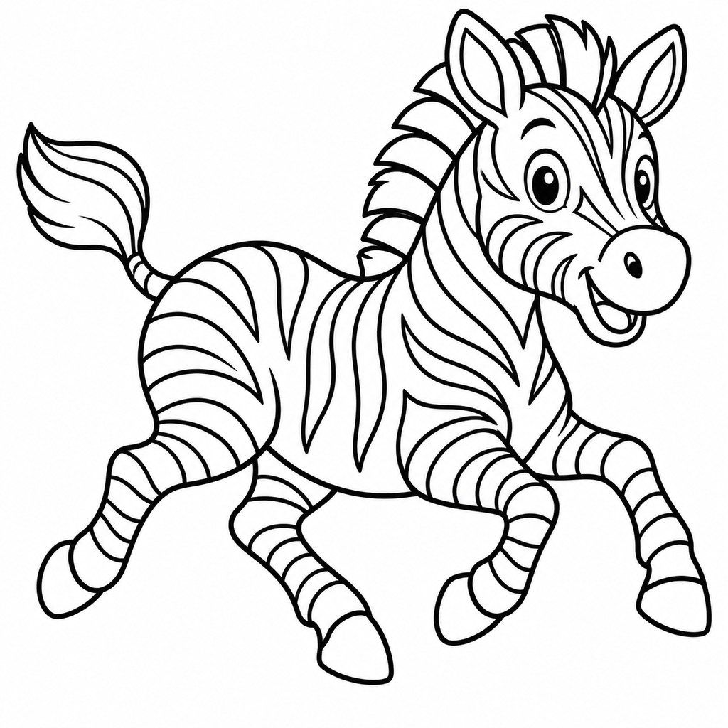 Coloriage Zèbre qui galope à imprimer et colorier