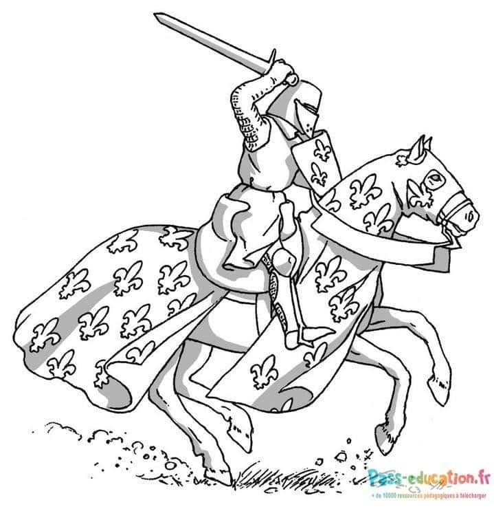 Coloriage Chevalier en armure à imprimer et colorier