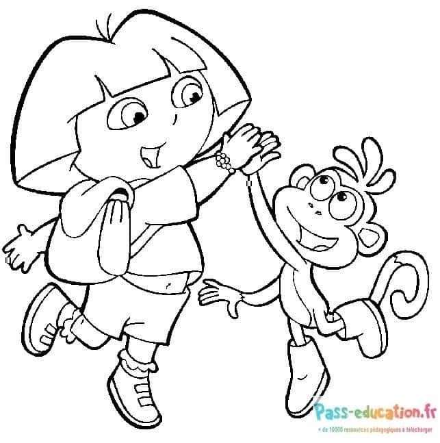 Coloriage Dora et Babouche à imprimer et colorier