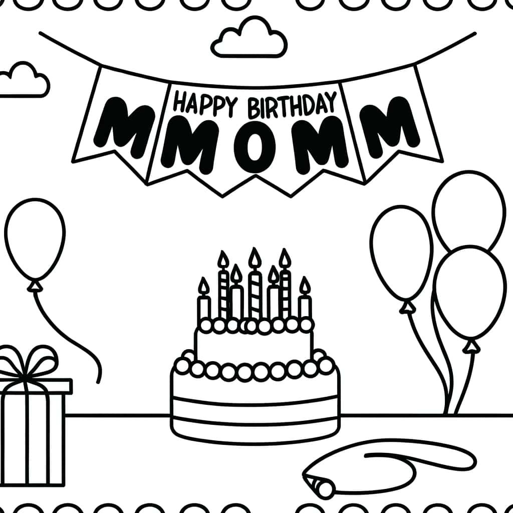 Coloriage Anniversaire Maman à imprimer et colorier