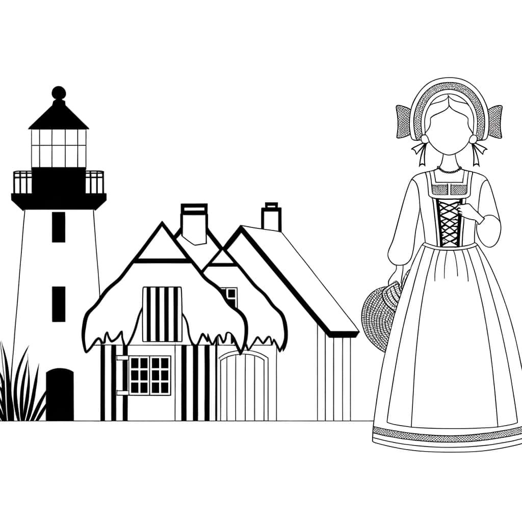 Coloriage Bretagne traditionnelle à imprimer et colorier
