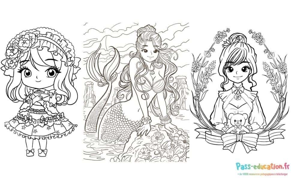 Coloriage Jeunes filles élégantes à imprimer et colorier