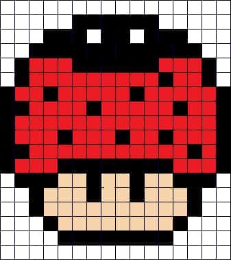 Coloriage Champignon pixel à imprimer et colorier