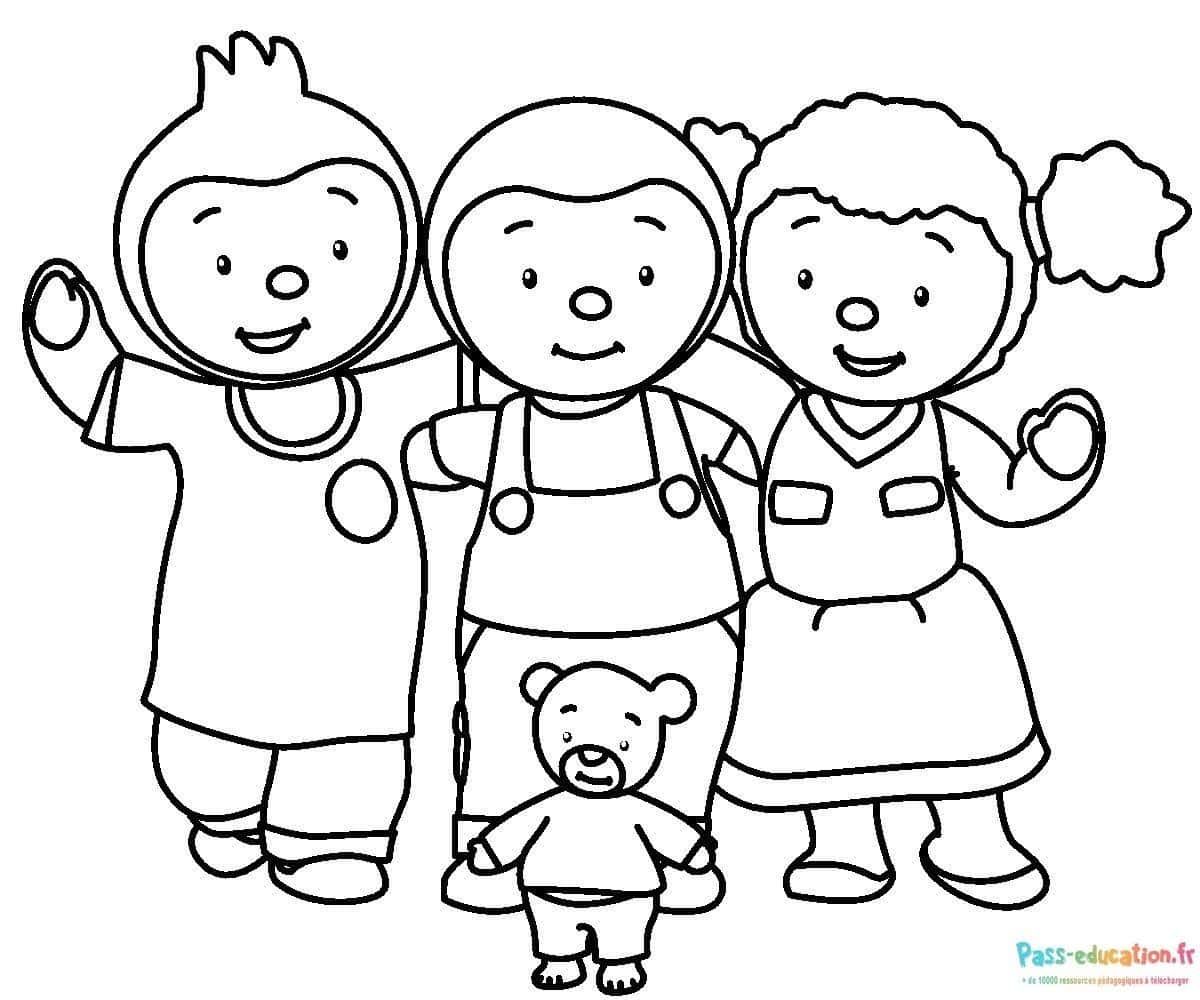 Coloriage T'choupi et amis à imprimer et colorier