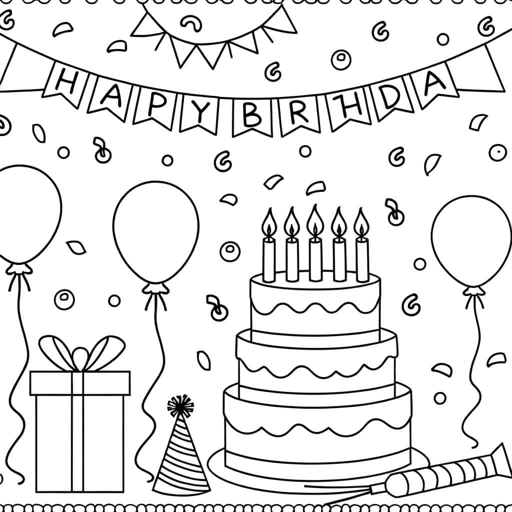Coloriage Fête d'anniversaire à imprimer et colorier