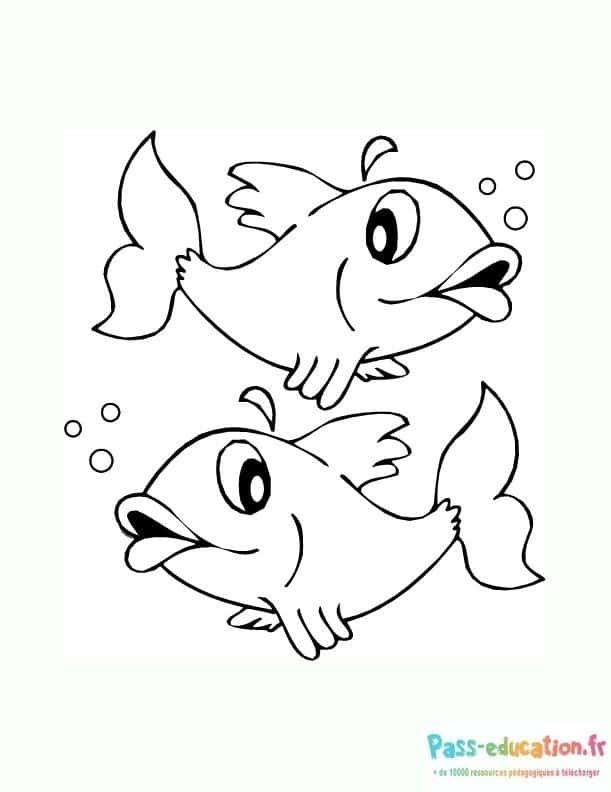 Coloriage Duo de poissons à imprimer et colorier