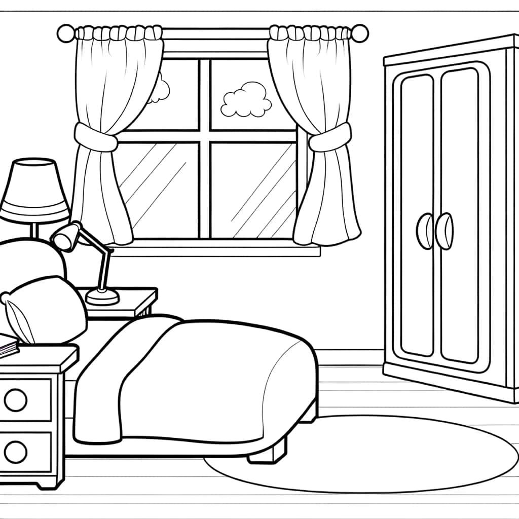 Coloriage Chambre à coucher à imprimer et colorier