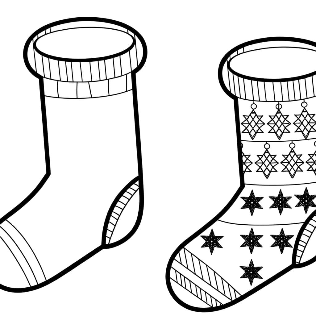 Coloriage Chaussettes de Noël à imprimer et colorier