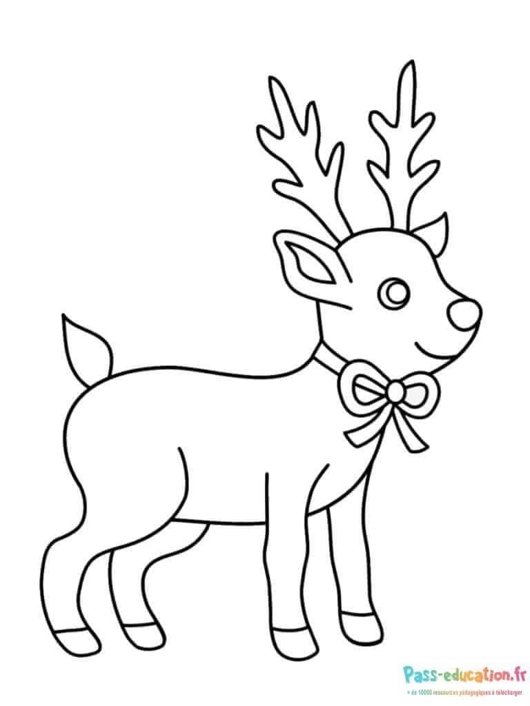 Coloriage Renne joyeux à imprimer et colorier