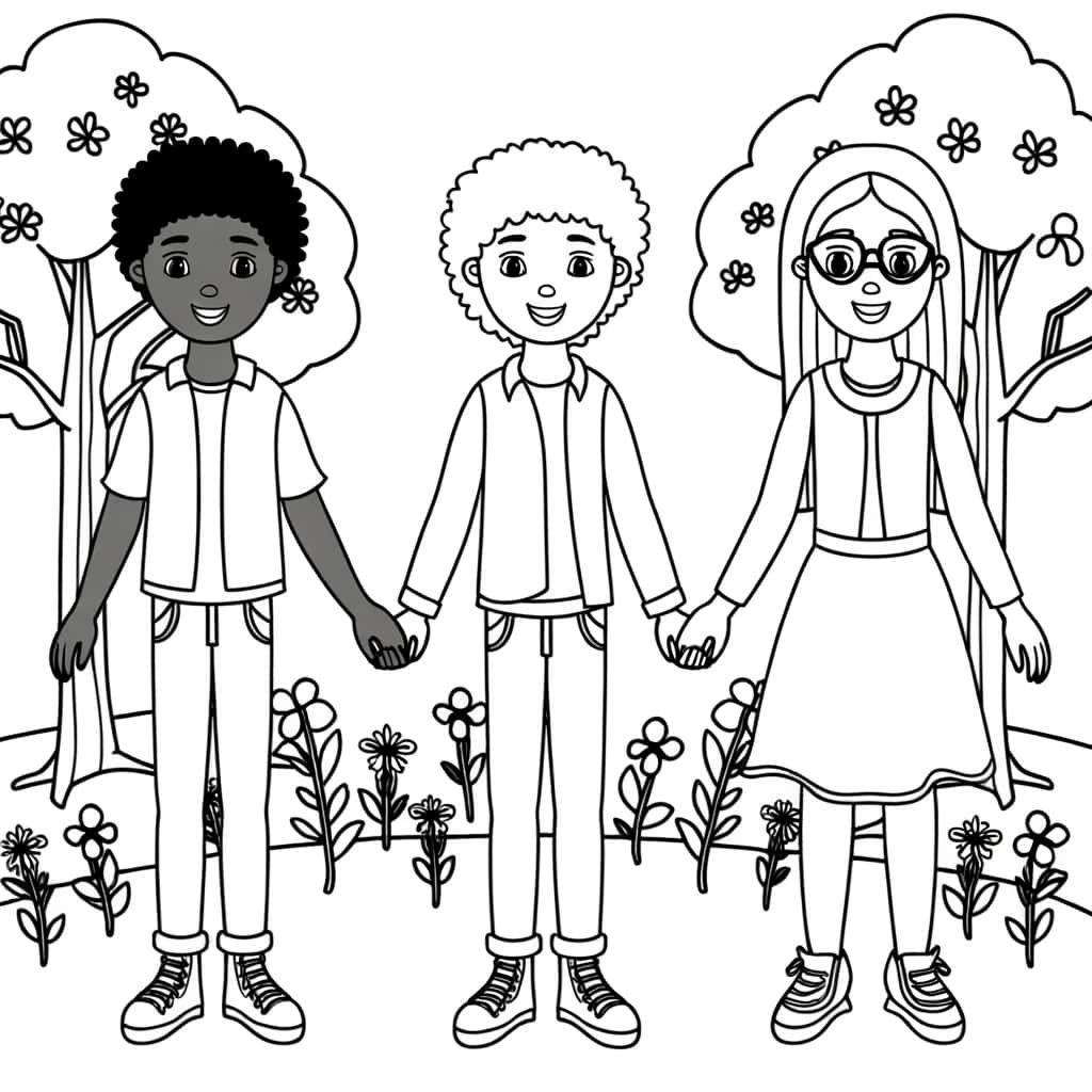 Coloriage Amis inséparables à imprimer et colorier
