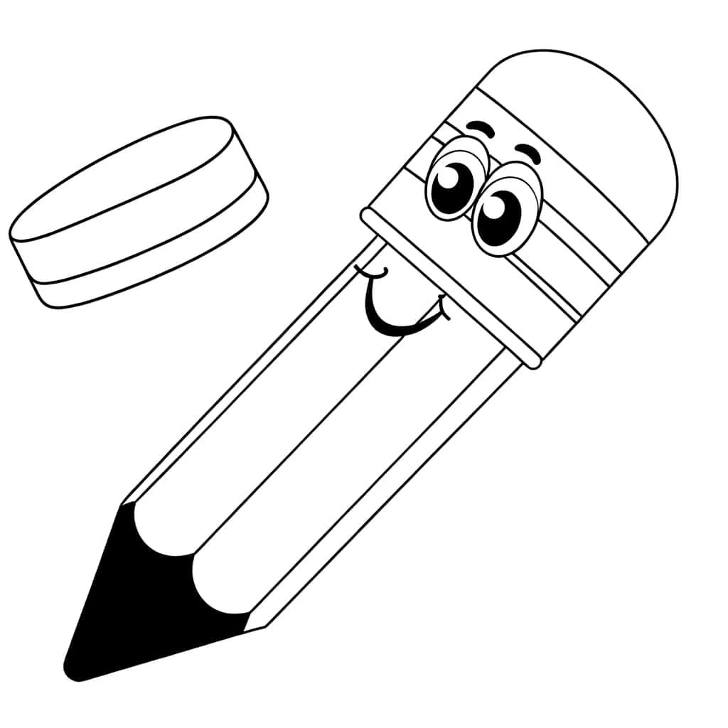 Coloriage Crayon souriant à imprimer et colorier