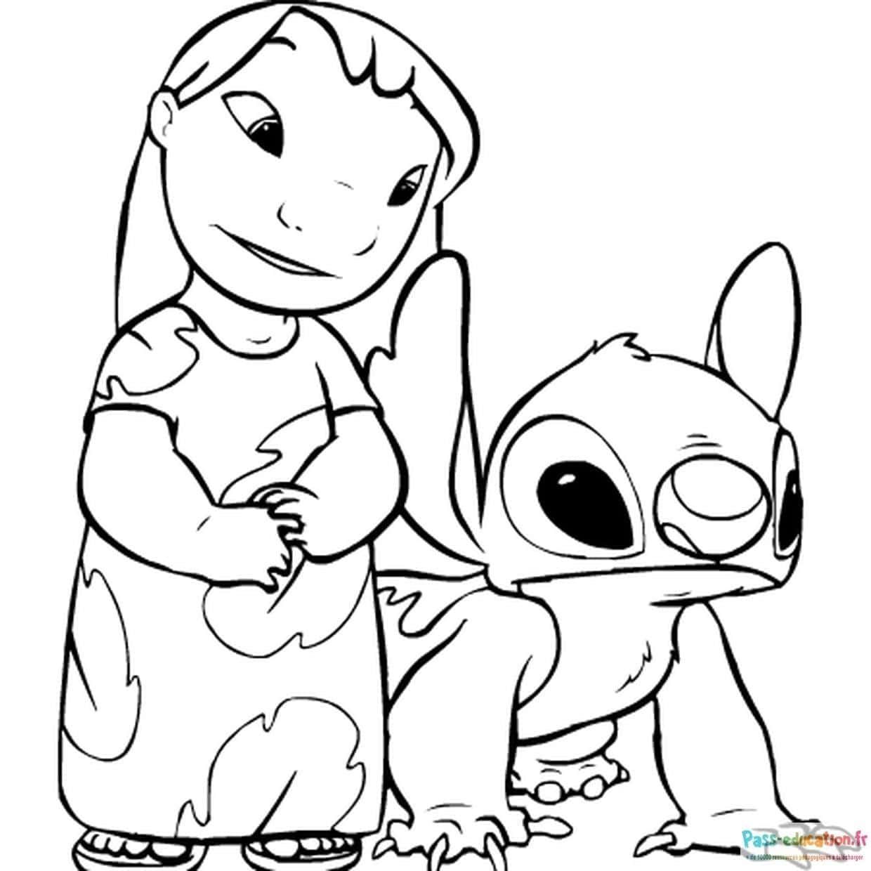Coloriage Stitch et Lilo à imprimer et colorier
