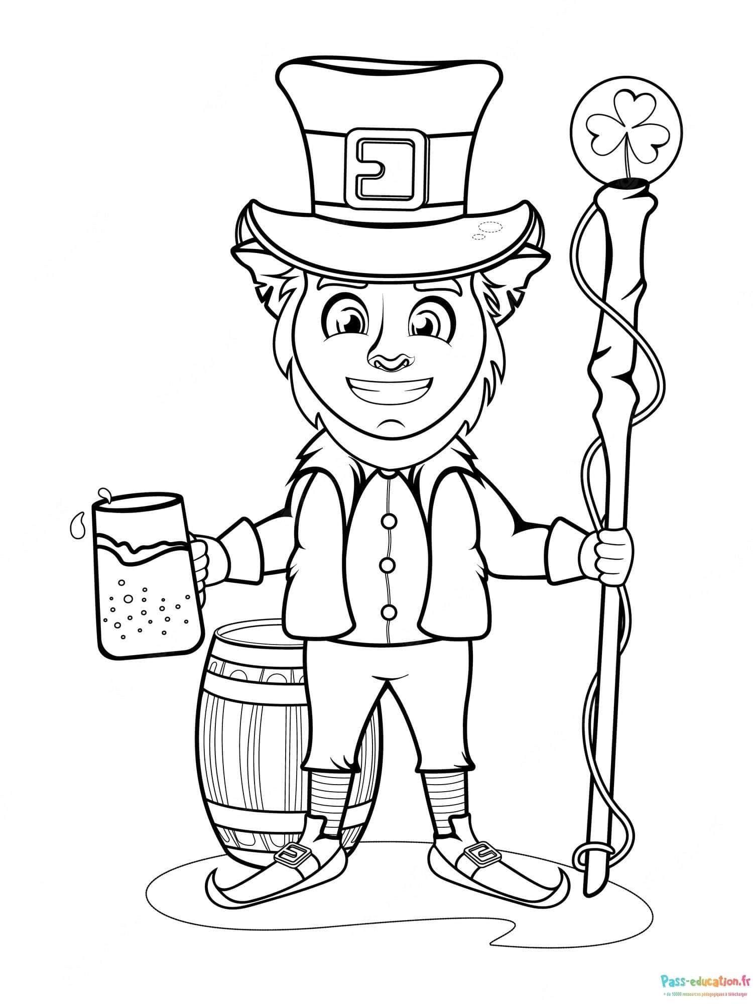 Coloriage Lutin de la Saint-Patrick à imprimer et colorier