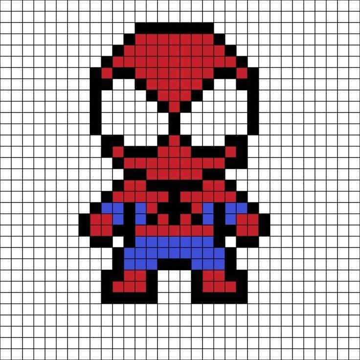 Coloriage Spiderman pixelisé à imprimer et colorier