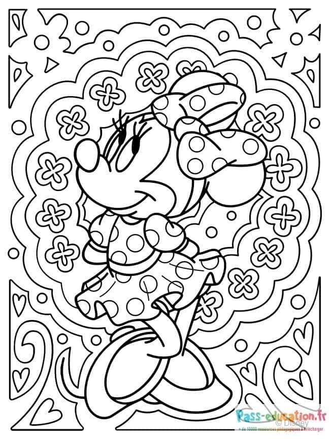 Coloriage Minnie en fleurs à imprimer et colorier