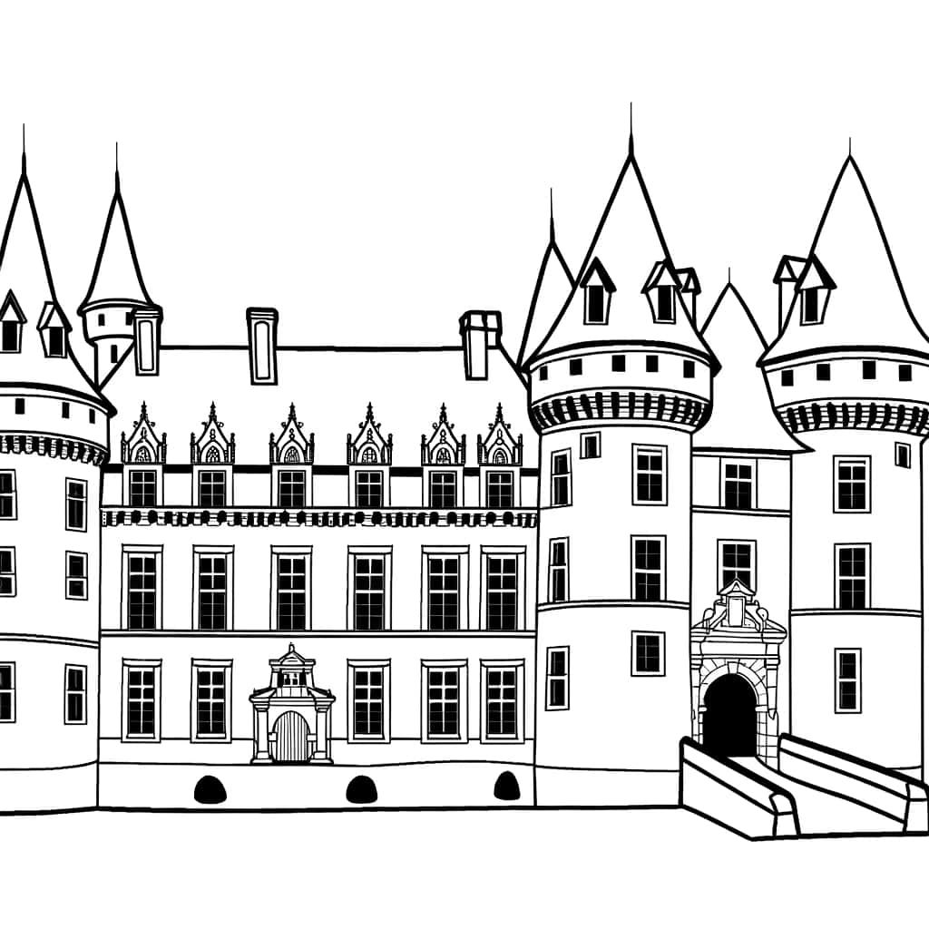 Coloriage Château fort médiéval à imprimer et colorier