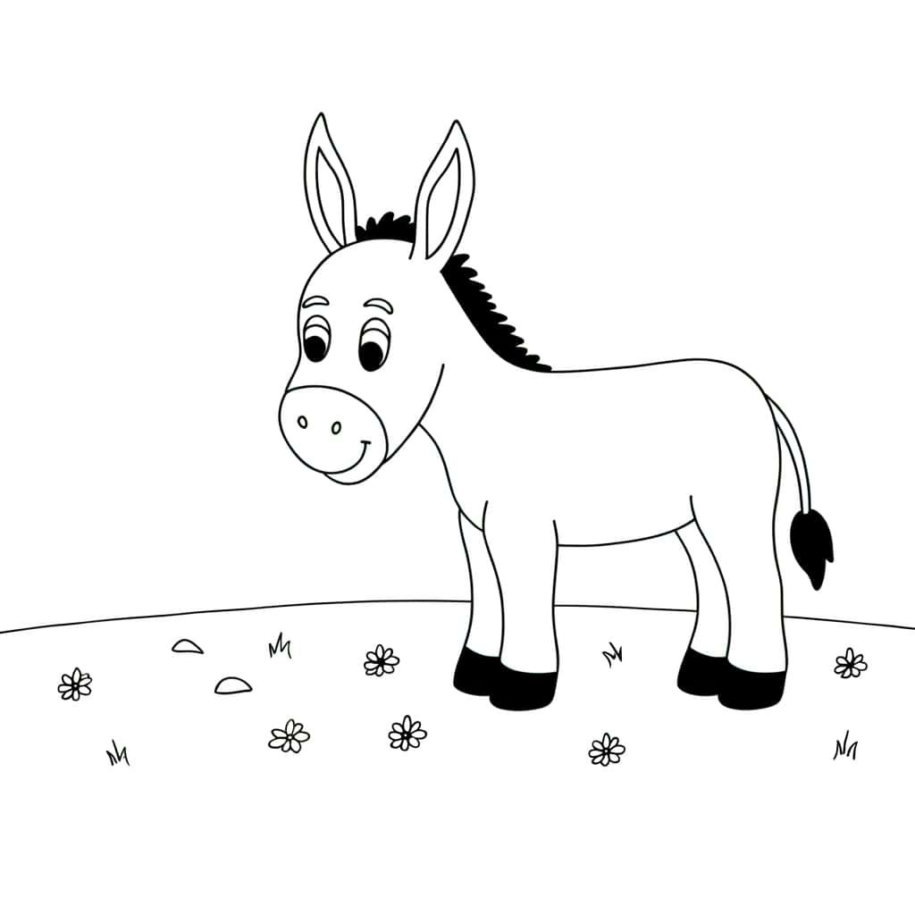 Coloriage Âne heureux à imprimer et colorier