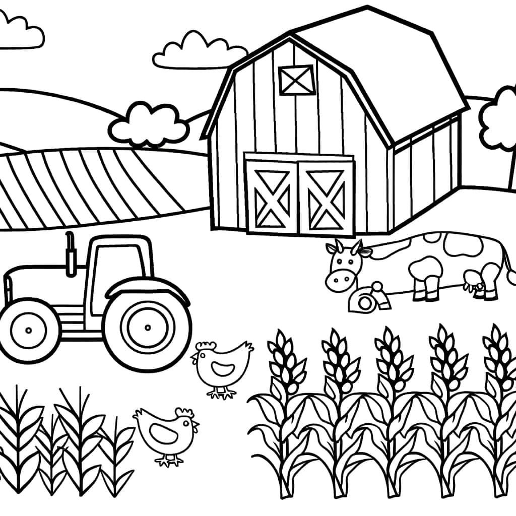 Coloriage Scène de ferme à imprimer et colorier