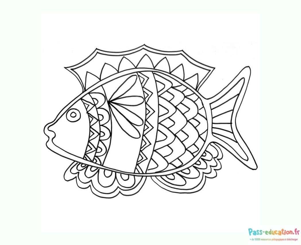 Coloriage Poisson décoratif à imprimer et colorier