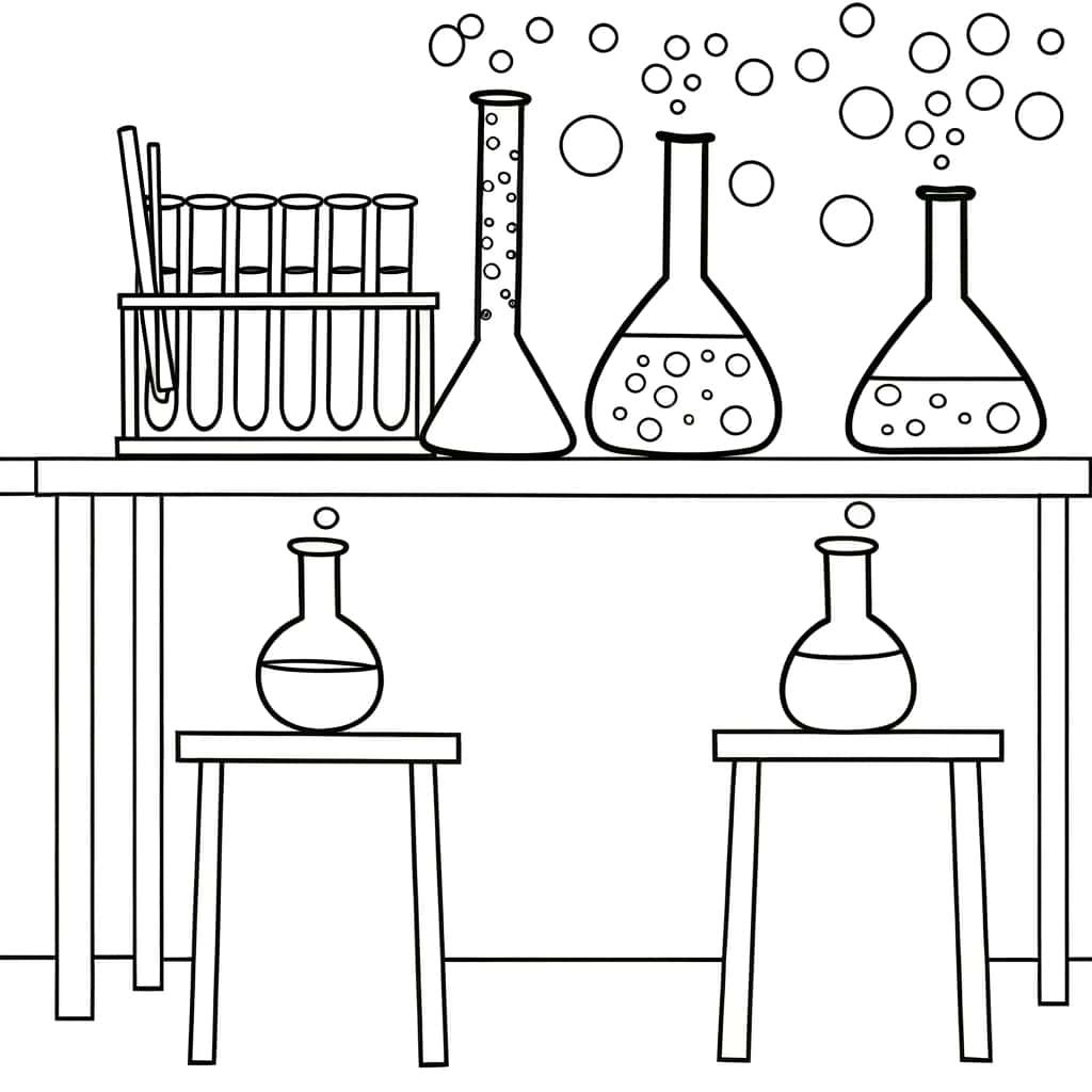 Coloriage Laboratoire de chimie à imprimer et colorier