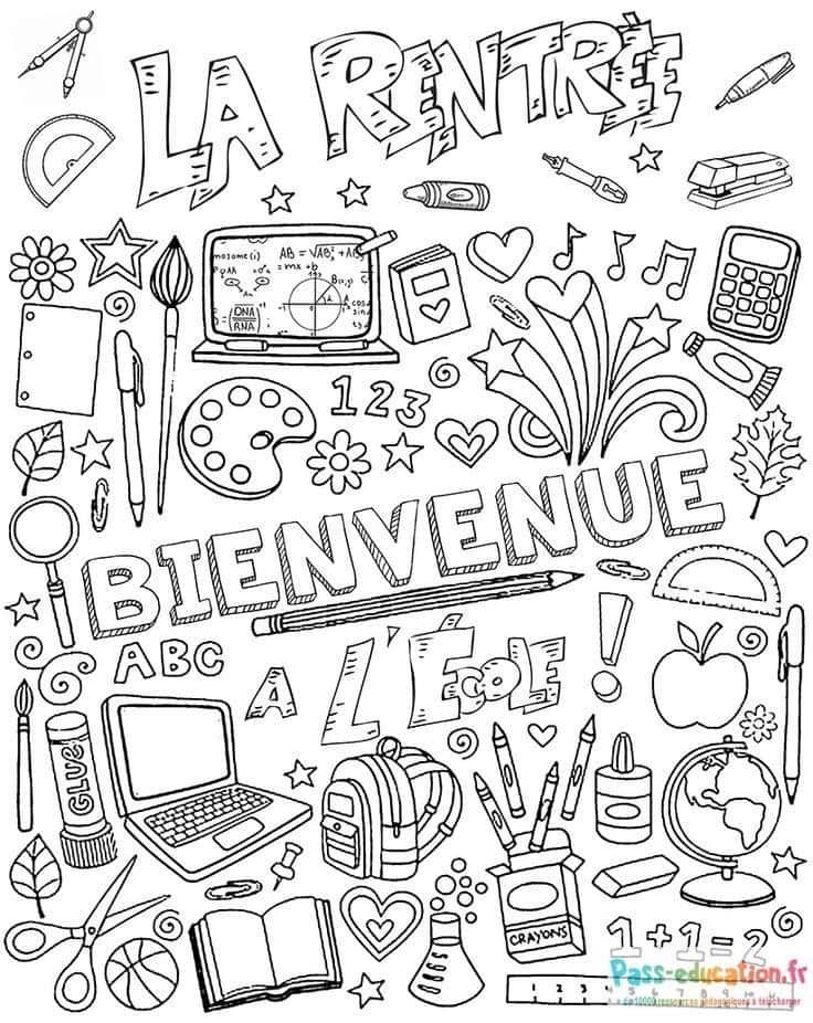 Coloriage Bienvenue à l'école à imprimer et colorier