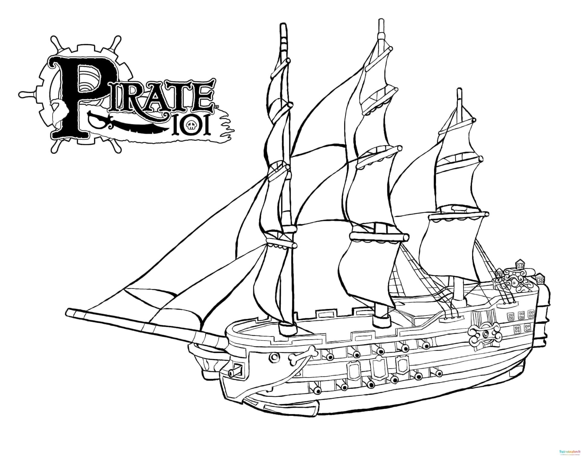 Coloriage Navire de pirates à imprimer et colorier