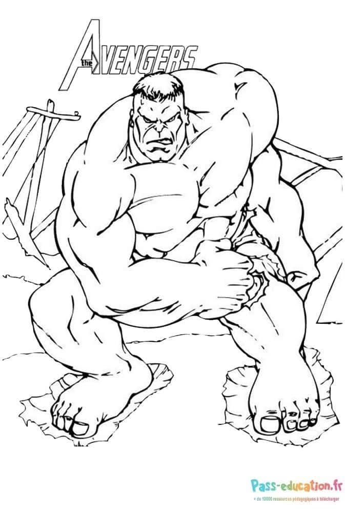Coloriage Hulk musclé à imprimer et colorier