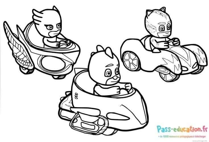 Coloriage Course PJ Masks à imprimer et colorier