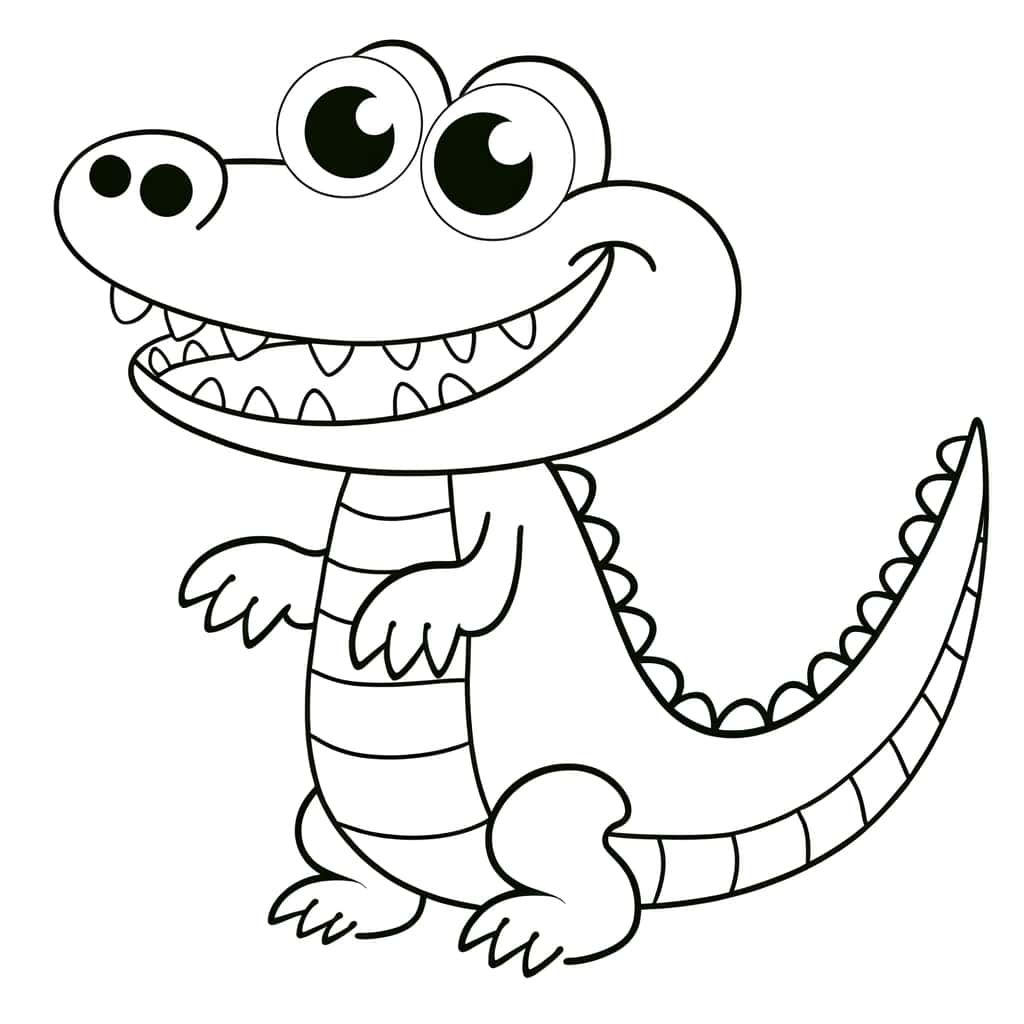 Coloriage Alligator souriant à imprimer et colorier