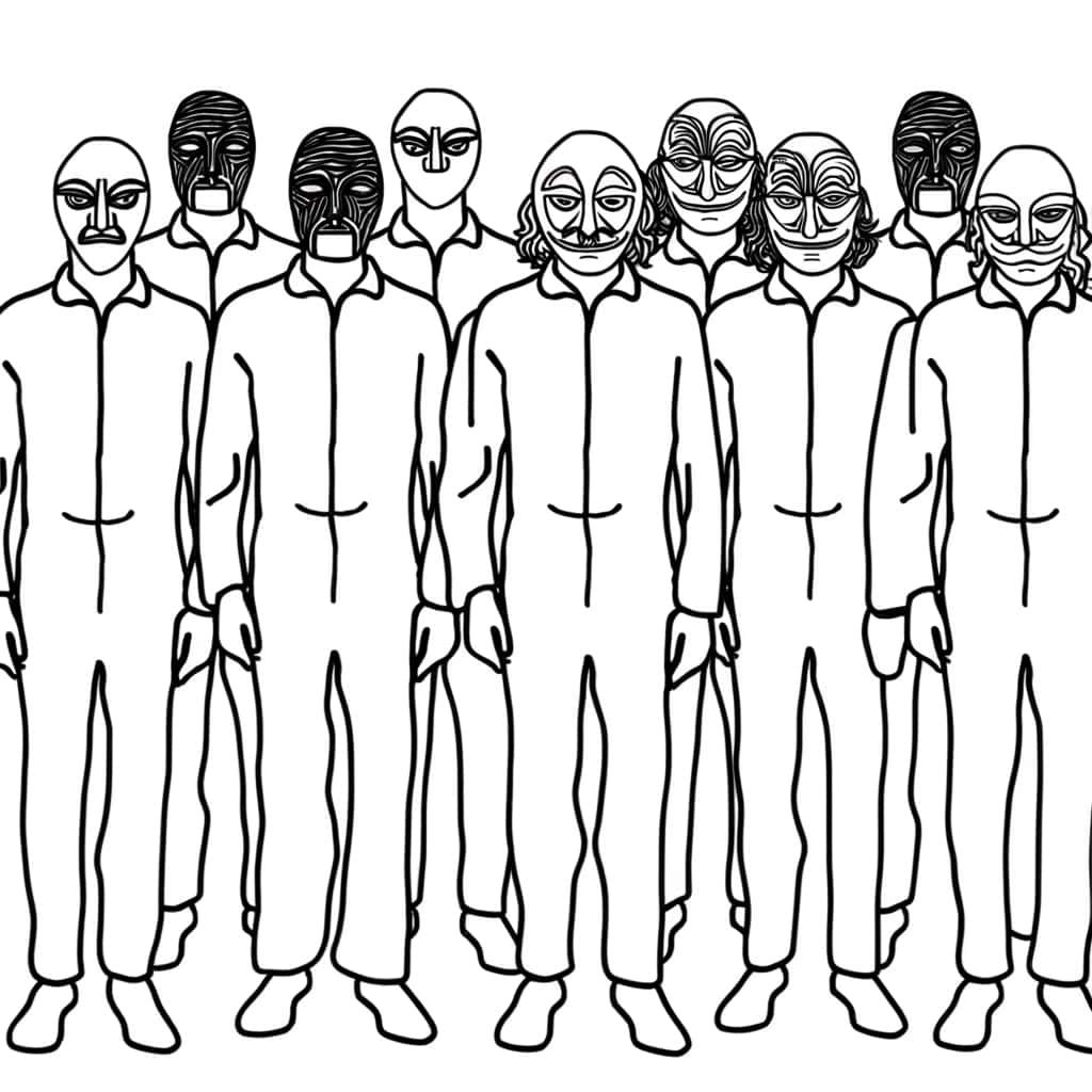 Coloriage Casa de Papel masques à imprimer et colorier