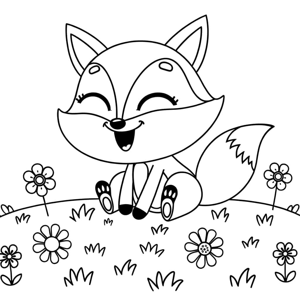 Coloriage Bébé Renard à imprimer et colorier
