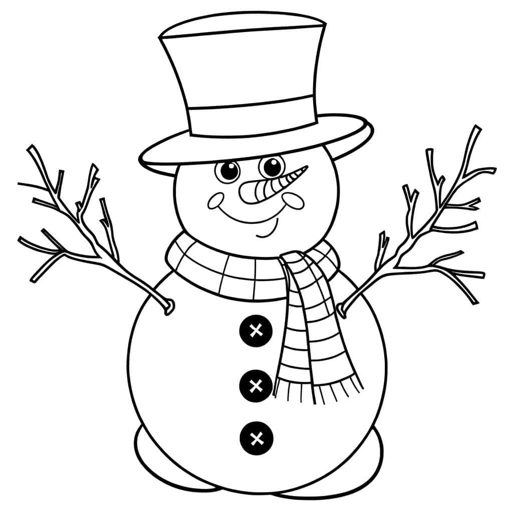 Coloriage Bonhomme de neige à imprimer et colorier