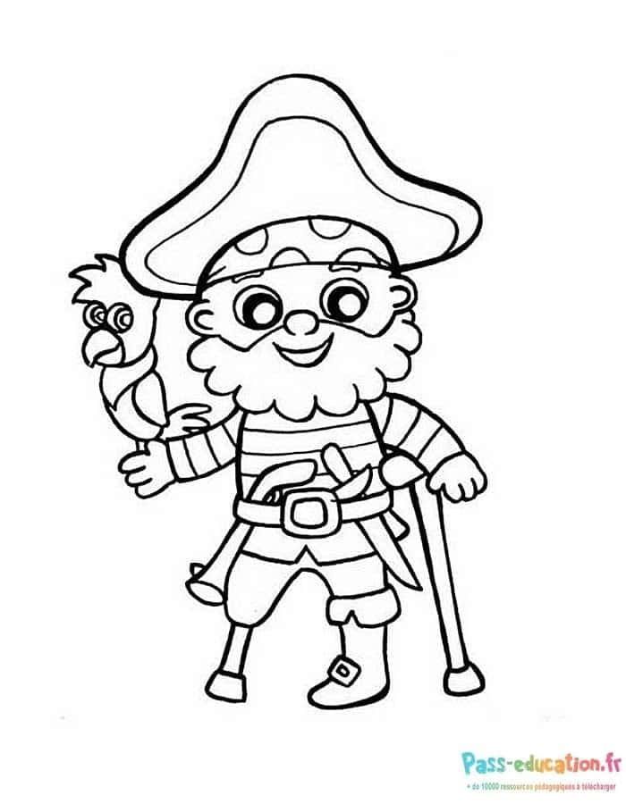 Coloriage Pirate souriant à imprimer et colorier