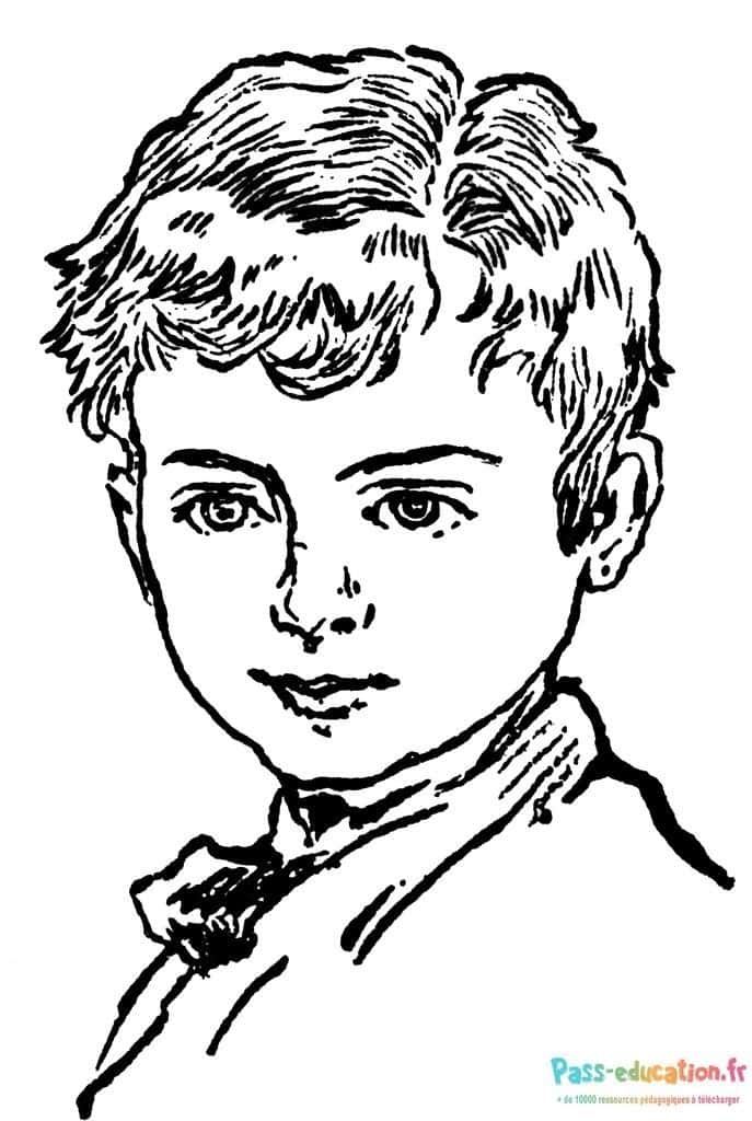Coloriage Garçon pensif à imprimer et colorier
