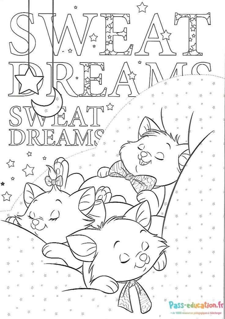 Coloriage Rêves doux Aristochats à imprimer et colorier