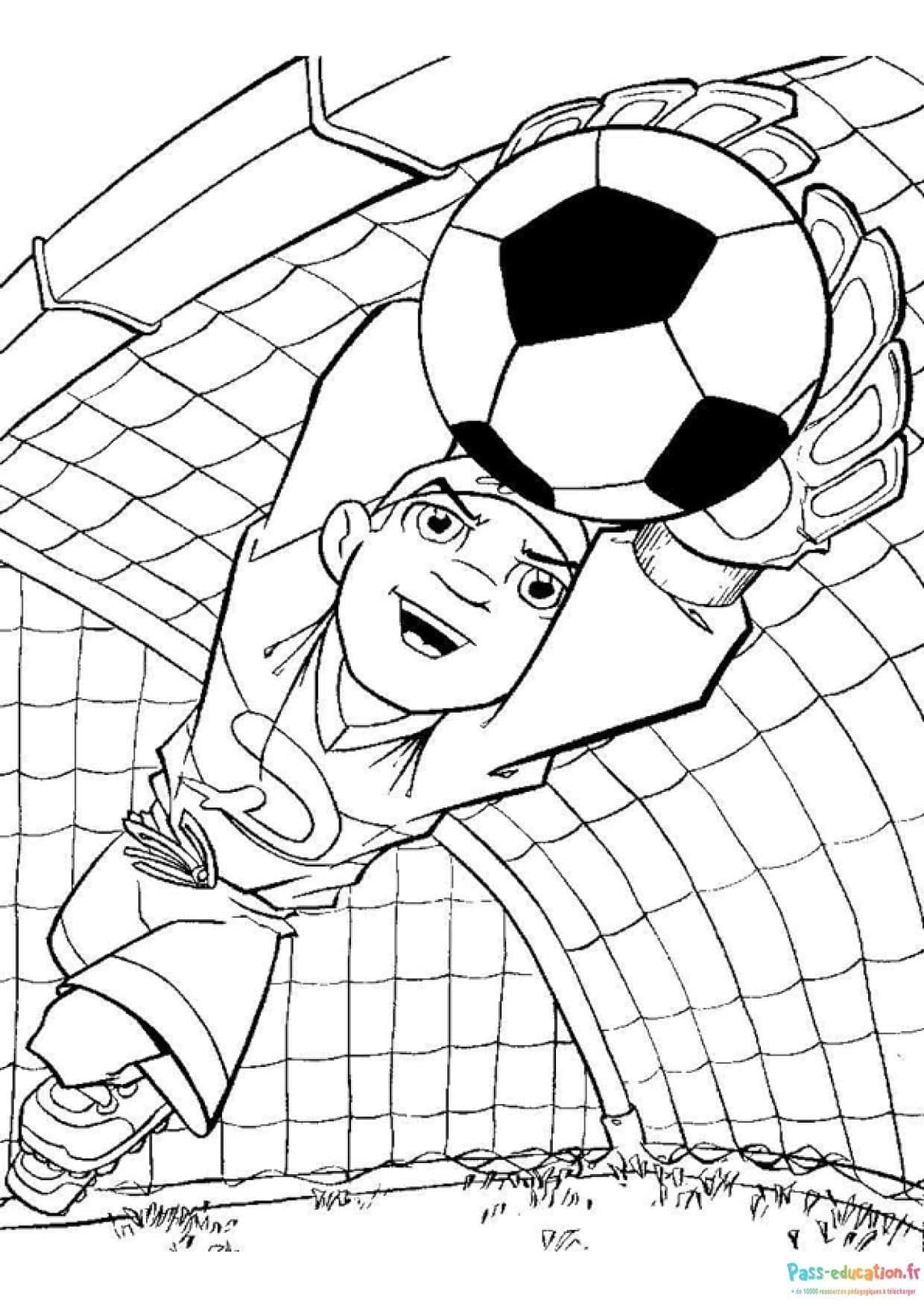 Coloriage Gardien de but heureux à imprimer et colorier