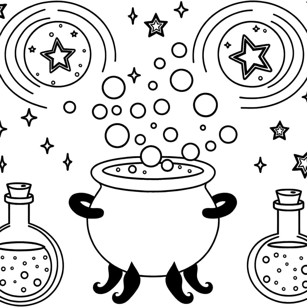 Coloriage Chaudron magique à imprimer et colorier
