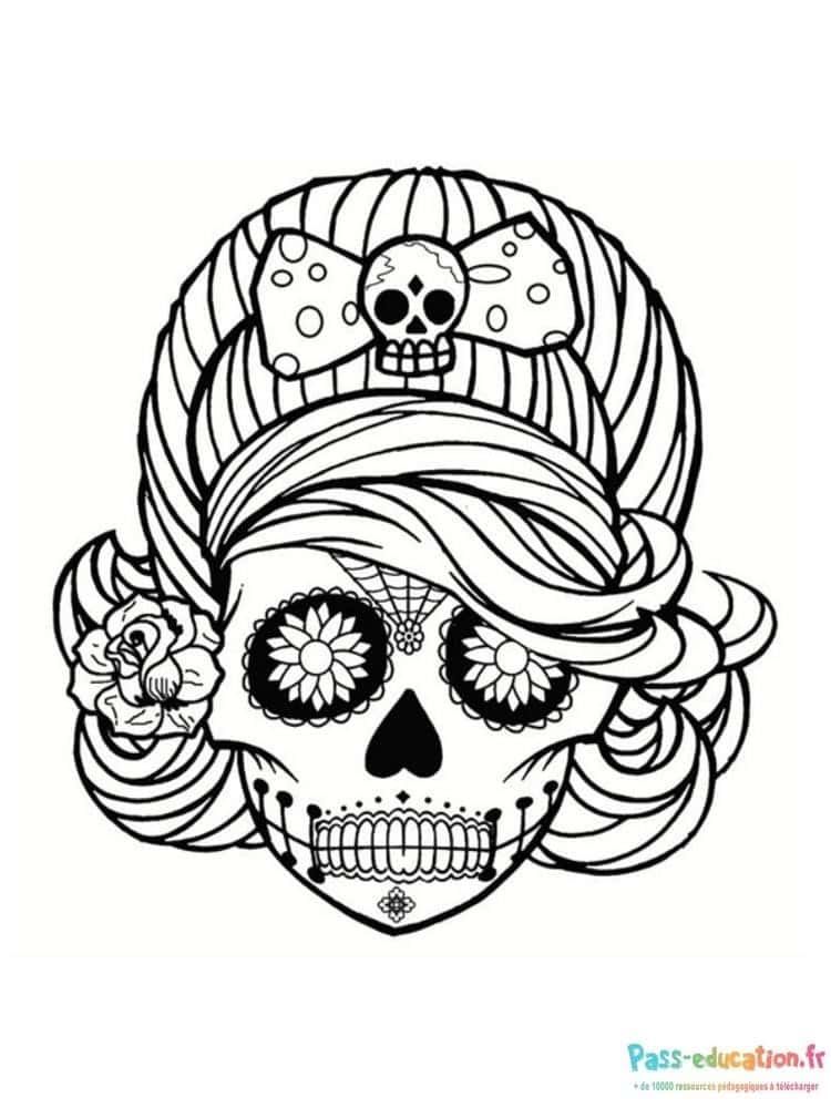 Coloriage Tête de mort mexicaine à imprimer et colorier